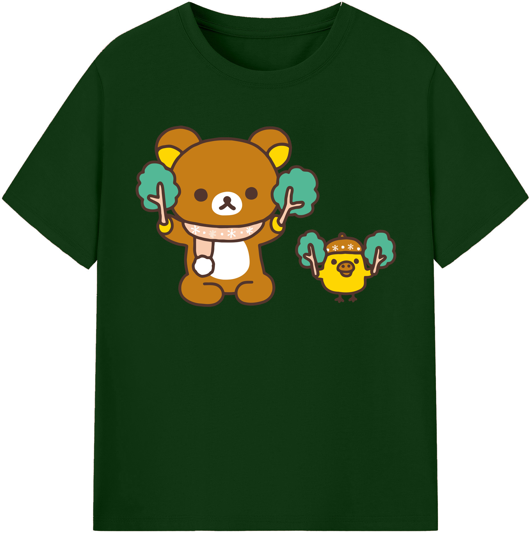 （画像用） リラックマ リラックマ キイロイトリ Rilakkuma Korilakkuma Kiiroitori 綿100％半袖Tシャツ（フロントプリント）
